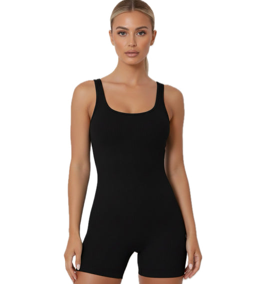 Macaquinho Preto Slim de Poliamida alta compressão