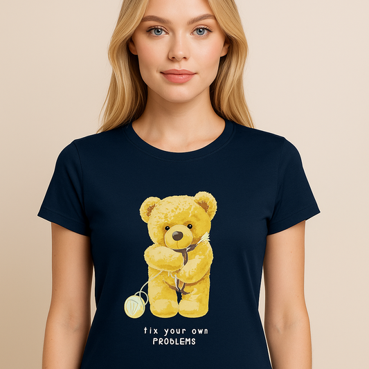 TShirt de algodão com estampa de Ursinho