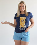 Pijama de Ursinho: Tshirt de algodão com estampa de Ursinho + Shortinho