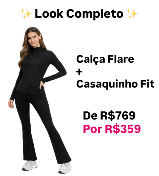 ✨COMBO DE LANÇAMENTO✨ Casaquinho Fit + Calça Bailarina Flare Black