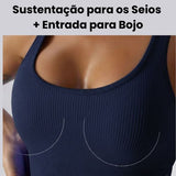 Macaquinho Azul Marinho com Cinta Invisível Afina Cintura e Seca Barriga decote em Ziper Poliamida