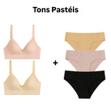 ✨ESQUENTA BLACK✨ Combo 02 Sutiãs super sustentação de poliamida + 03 calcinhas comfy Sem Costura