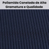 Macaquinho Azul Marinho com Cinta Invisível Afina Cintura e Seca Barriga decote em Ziper Poliamida