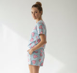 ✨Lançamento✨ Pijama Ultra Comfort de manguinha azul com estampa de coração