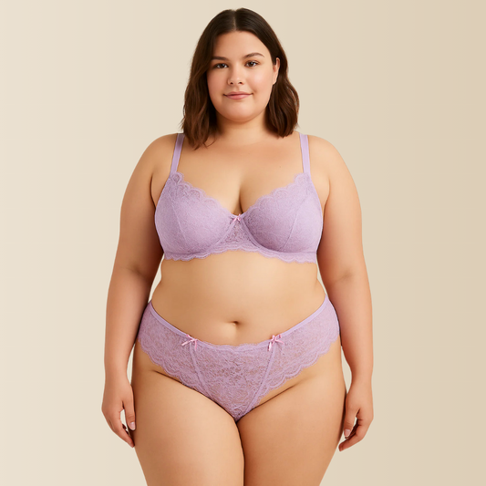 Conjunto Plus Size: Calcinha e Sutiã de Poliamida Alta sustentação