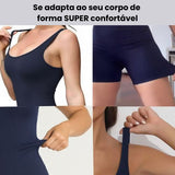 Macaquinho Azul Marinho com Cinta Invisível Afina Cintura e Seca Barriga decote em Ziper Poliamida