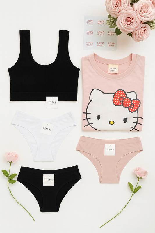 ✨ESQUENTA BLACK✨ Combo Tshirt + 03 Calcinhas SEM COSTURA + Sutiã Ultra Comfort