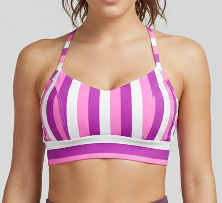 Top listrado de Poliamida Slim Super Sustentação