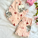 Pijama Quentinho Rosa com Estampa de Cachorrinhos e corações