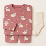 Pijama Fofinho e Quentinho Rosê Estampa Ovelhinhas + Brinde + Frete Grátis
