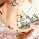 Pijama Quentinho Rosa com Estampa de Cachorrinhos e corações