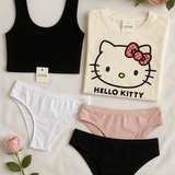 ✨ESQUENTA BLACK✨ Combo Tshirt + 03 Calcinhas SEM COSTURA + Sutiã Ultra Comfort