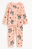 Pijama Quentinho Rosa com Estampa de Cachorrinhos e corações