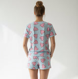 ✨Lançamento✨ Pijama Ultra Comfort de manguinha azul com estampa de coração