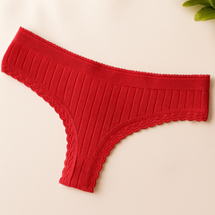 Kit 05 Calcinhas de Algodão Canelado com Renda Liana– Frete Grátis + Brinde