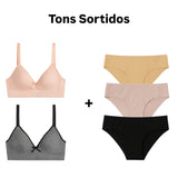 ✨ESQUENTA BLACK✨ Combo 02 Sutiãs super sustentação de poliamida + 03 calcinhas comfy Sem Costura