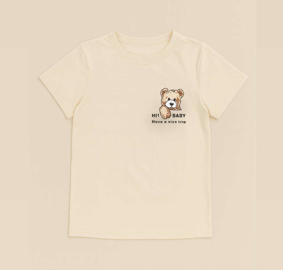 TShirt de algodão com estampa delicada de Ursinho