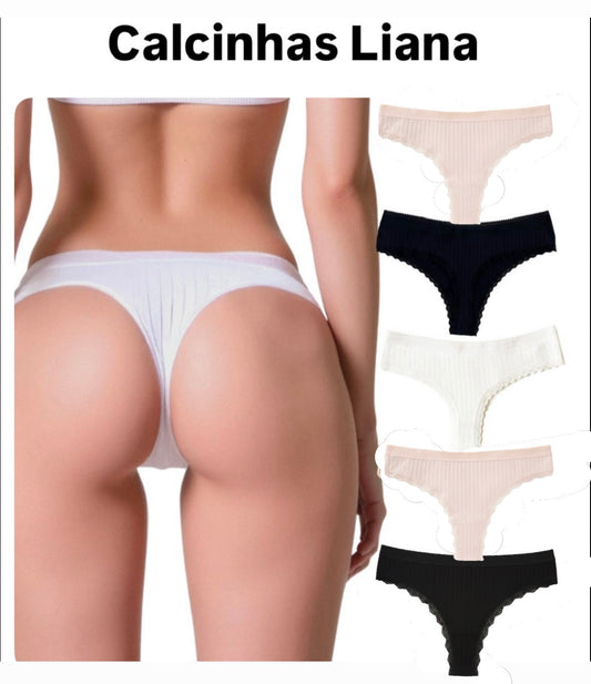 Kit 05 à 20 Calcinhas de Algodão Canelado com Renda fio conforto - Liana