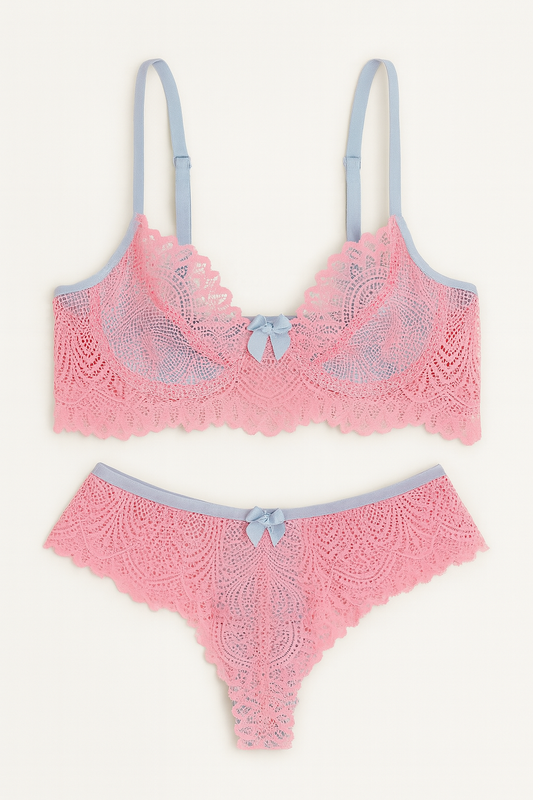 💕Conjunto Princesa: Calcinha e Sutiã de Poliamida