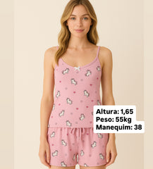 ✨ LANÇAMENTO ✨  Combo Baby doll de unicornio rosa + Camisola combinando + Mimos Especiais