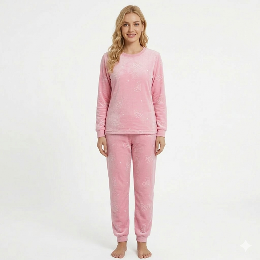 ✨LANÇAMENTO✨ Pijama Quentinho Peludinho de Coração Rosa