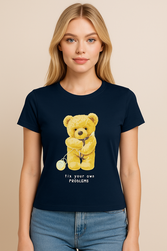 TShirt de algodão com estampa de Ursinho