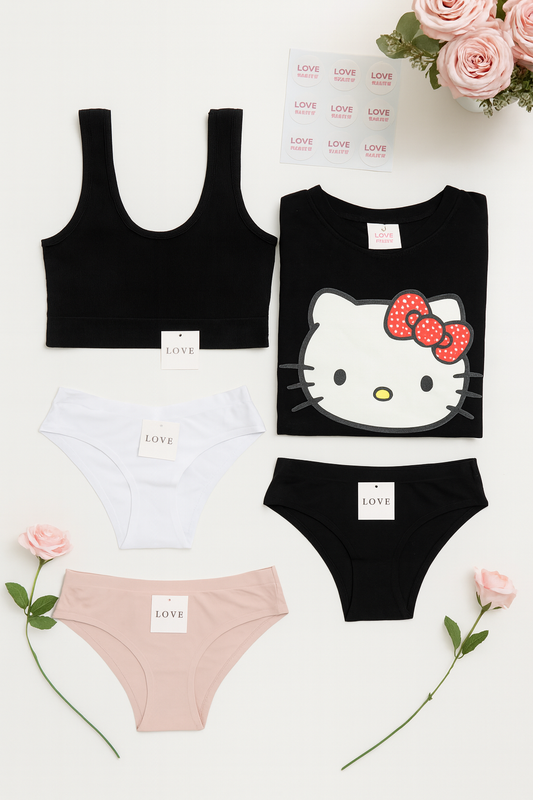 ✨ESQUENTA BLACK✨ Combo Tshirt + 03 Calcinhas SEM COSTURA + Sutiã Ultra Comfort
