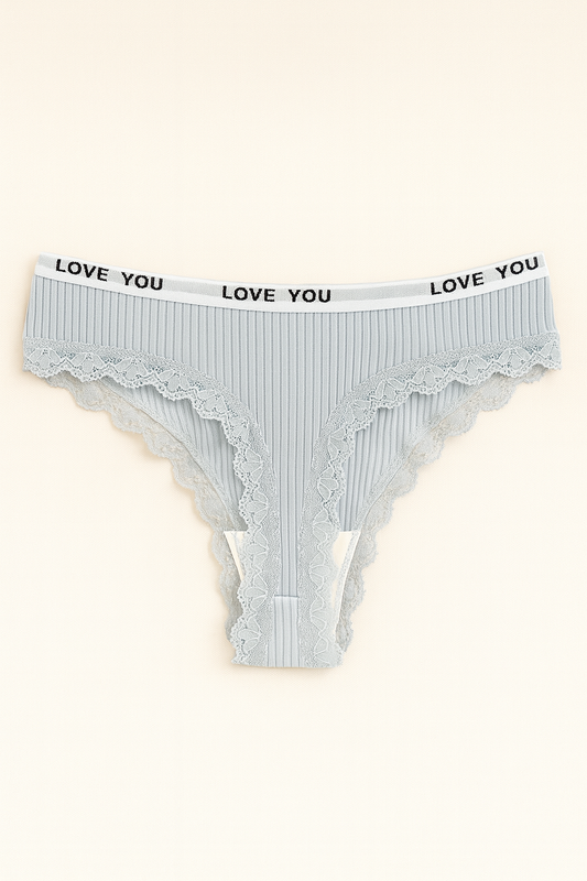 Calcinha de Algodão fio conforto com renda - LOVE