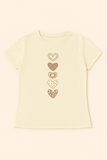 TShirt de algodão com estampa delicada de Corações