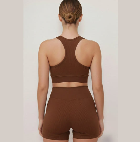 Conjunto de Poliamida Top e Shortinho  Marrom 🤎🐻