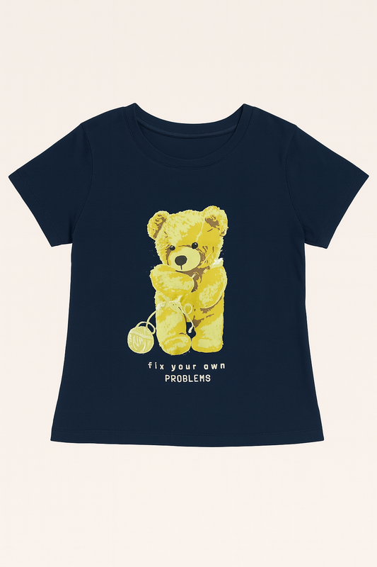 TShirt de algodão com estampa de Ursinho