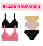 ✨ESQUENTA BLACK✨ Combo 02 Sutiãs super sustentação de poliamida + 03 calcinhas comfy Sem Costura