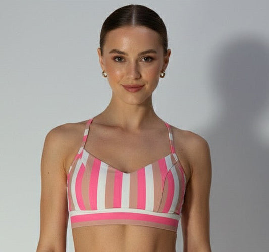 Top listrado rosa de Poliamida Slim Super Sustentação