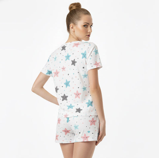 ✨Lançamento✨ Pijama Ultra Comfort de manguinha com estampa de estrelinhas