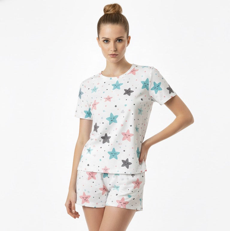 ✨Lançamento✨ Pijama Ultra Comfort de manguinha com estampa de estrelinhas