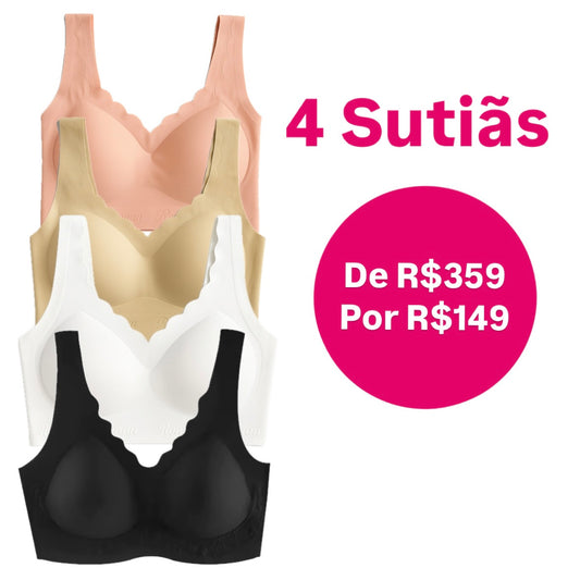Combo 04 Sutiãs Sem Costura - Super Sustentação