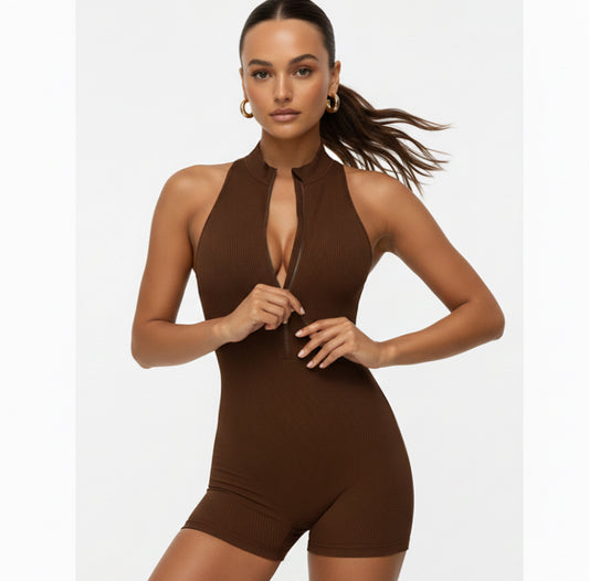 Macaquinho gola alta Marrom Polifitness