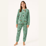 Pijama Peluciado e Quentinho Verde com Estampa de Bichinhos fofos