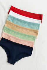 Kit 05 Calcinhas de Algodão Canelado com Renda Liana– Frete Grátis + Brinde
