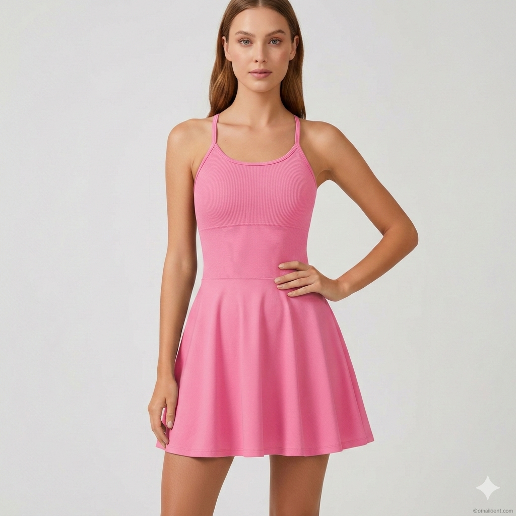 🩷SUPER PROMO🩷Vestido Fitness com Shortinho Rosa  de alta compressão
