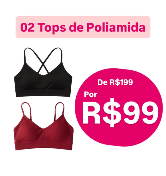 Combo 02 Tops de Poliamida Slim Super Sustentação