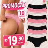🩷Promoção Secreta🩷 kit 10 Calcinhas de Algodão fio Conforto Liana
