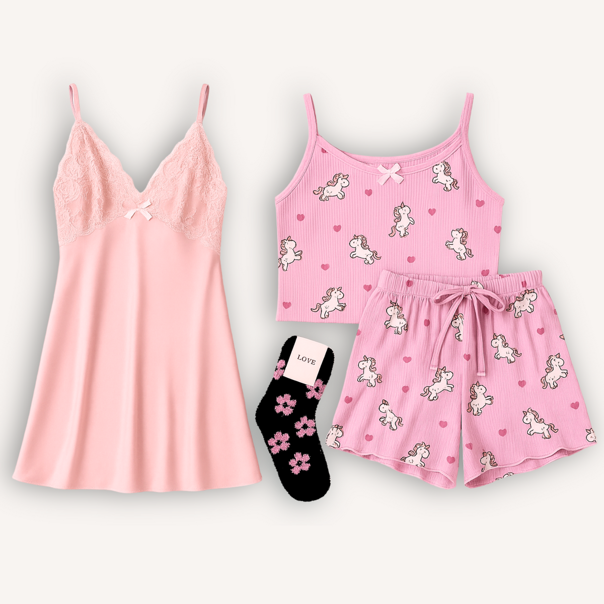 PROMOÇÃO RELÂMPAGO: Kit Baby Doll +Camisola + Meia Térmica